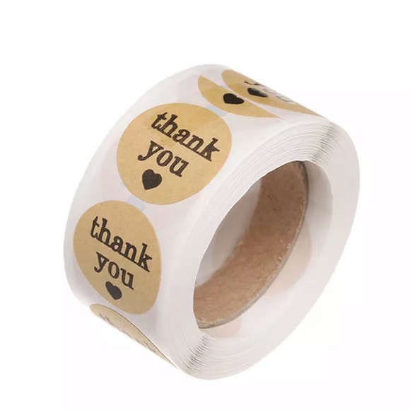 Other - 500 Thank You Stickers Kraft 1” Rounds PRICE FIRM